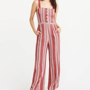 Abercrombie Salmon Striped Jumpsuit